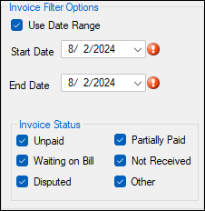 Invoice filter options